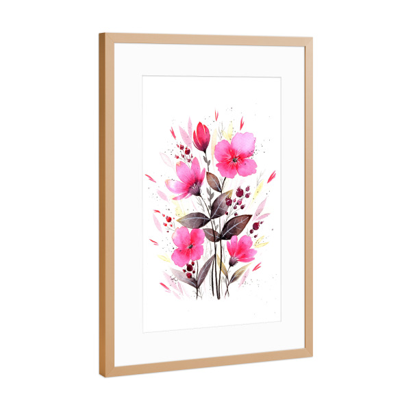 Poster mit Rahmen Kupfer "Esther Meinl - Zarte Sommerblumen" artboxONE - Natur,Floral - Blume,Blumenstrauß,Natur,Blüte,Botanik,Blühen