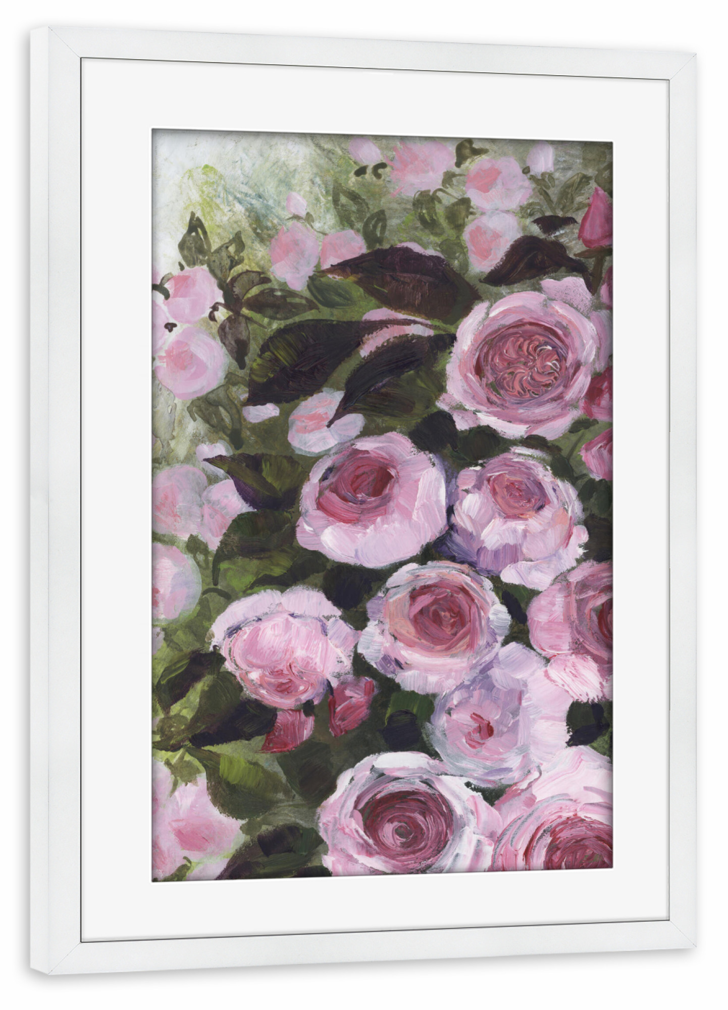 Poster mit Rahmen weiß "Aurorie malerische Rosen" artboxONE - Floral