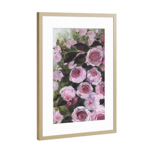 Poster mit Rahmen Gold "Aurorie malerische Rosen" artboxONE - Floral