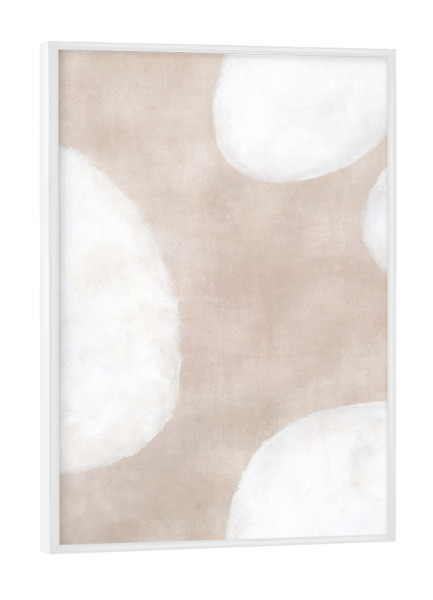 Poster mit weißem Rahmen "Jae Ovale" artboxONE - Abstrakt - Ovale,Abstrakt,Textur,Malerische,Formen,Grafik,Taupe,Neutrale,Beunruhigt