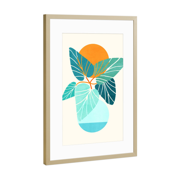 Poster mit Rahmen Gold "Gallagher - Tropical Symmetry" artboxONE - Natur,Floral - Floral,Blume,Blatt,Natur,Blüte,Dschungel,Tropisch,Botanisch,Botanik