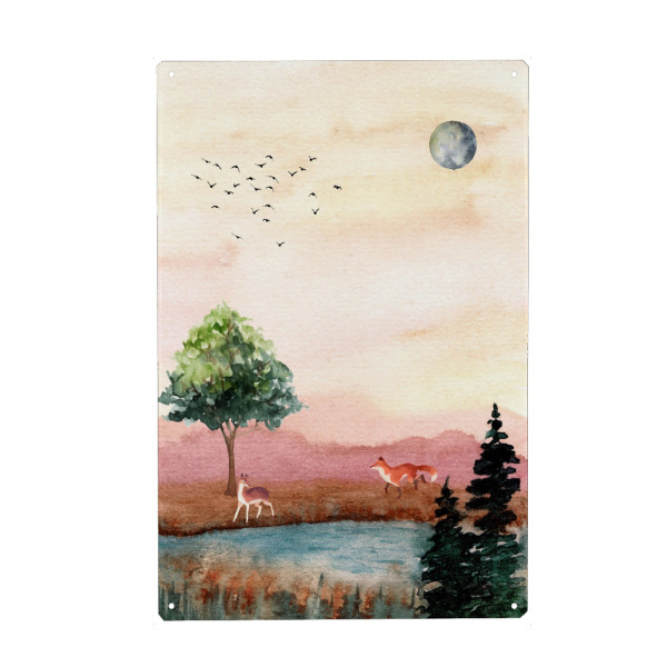 Metall Poster "Digitale Landschaftsmalerei" artboxONE - Natur,Tiere