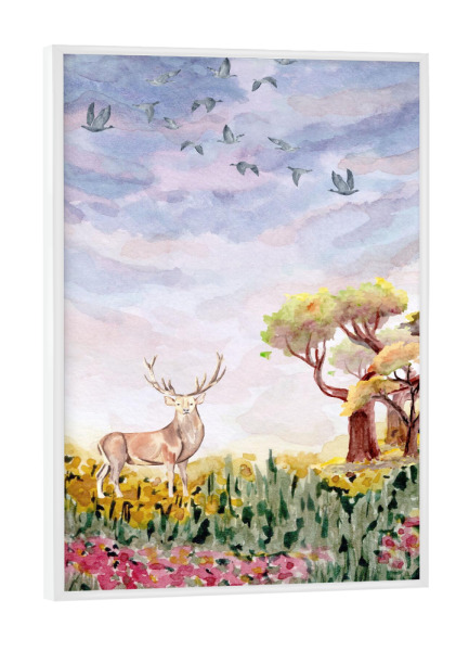 Poster mit weißem Rahmen "Aquarell Landschaft" artboxONE - Natur,Tiere