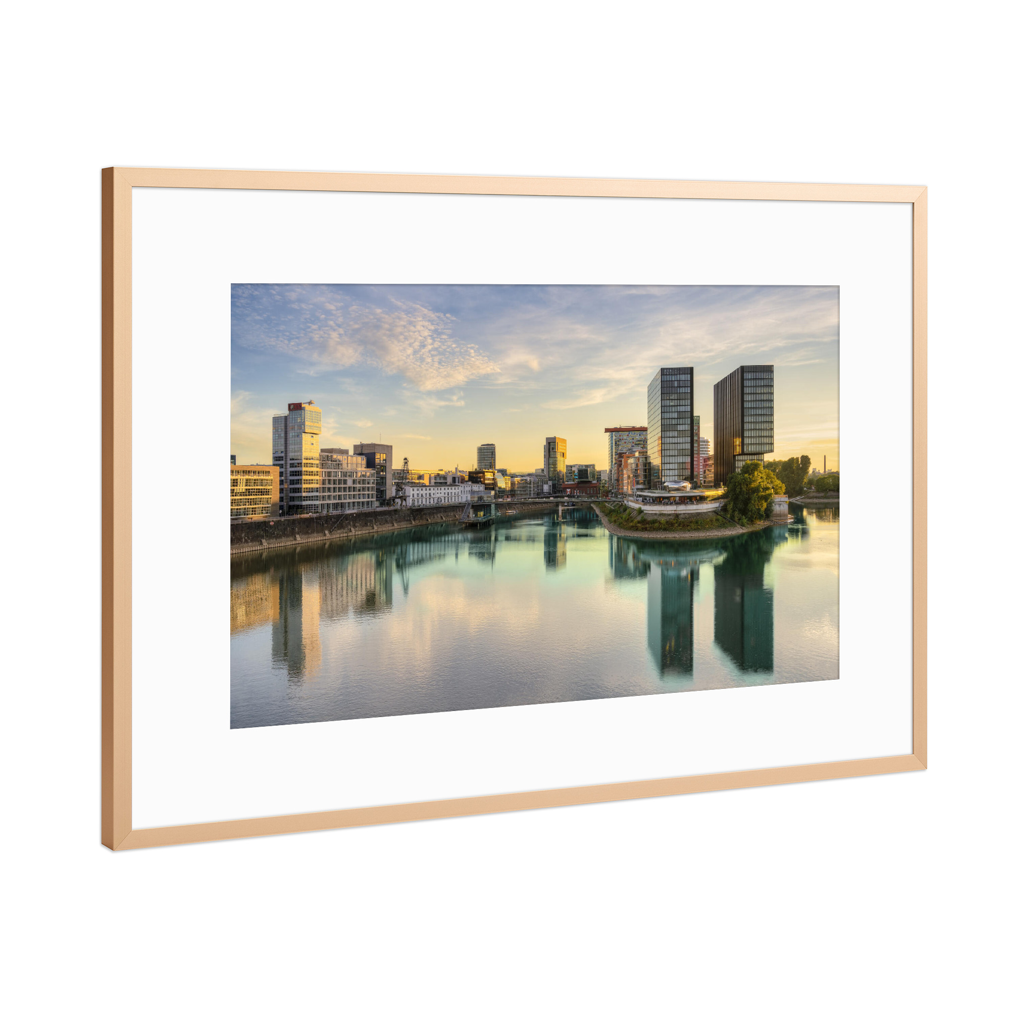 Poster mit Rahmen Kupfer "Im Medienhafen von Düsseldorf" artboxONE - Städte,Architektur,Städte / Düsseldorf
