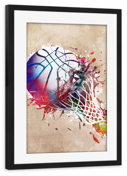 Poster mit Rahmen schwarz "Basketballsport" artboxONE - Sport - Basketball,Ball,Sport,Spieler,Sport,Korb
