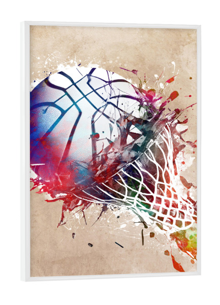 Poster mit weißem Rahmen "Basketballsport" artboxONE - Sport - Basketball,Ball,Sport,Spieler,Sport,Korb