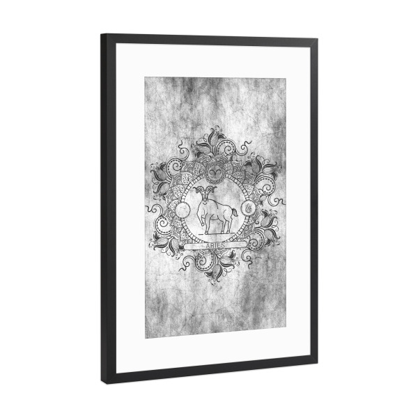 Poster mit Rahmen Schwarz (Metallic) "Sternzeichen - Asche - Widder" artboxONE - Natur,Floral,Abstrakt