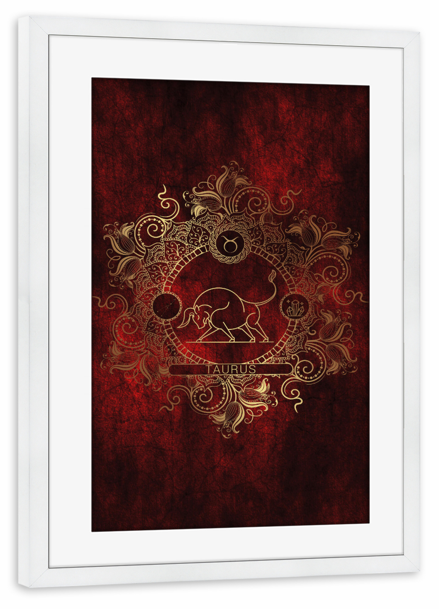 Poster mit Rahmen weiß "Tierkreis - Feuer - Stier" artboxONE - Natur,Floral,Abstrakt