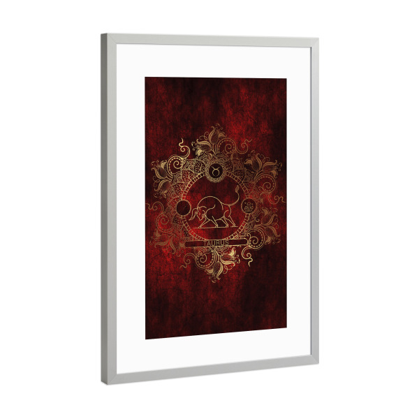 Poster mit Rahmen Silber "Tierkreis - Feuer - Stier" artboxONE - Natur,Floral,Abstrakt