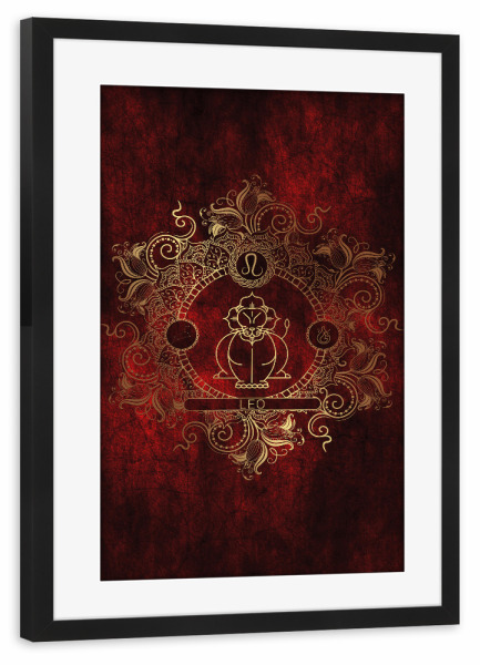 Poster mit Rahmen schwarz "Tierkreis - Feuer - Löwe" artboxONE - Natur,Floral,Abstrakt