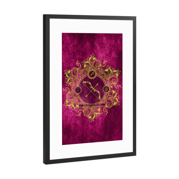 Poster mit Rahmen Schwarz (Metallic) "Tierkreis - Zitrone - Schütze" artboxONE - Natur,Floral,Abstrakt