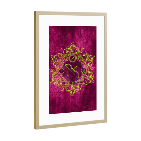 Poster mit Rahmen Gold "Tierkreis - Zitrone - Schütze" artboxONE - Natur,Floral,Abstrakt