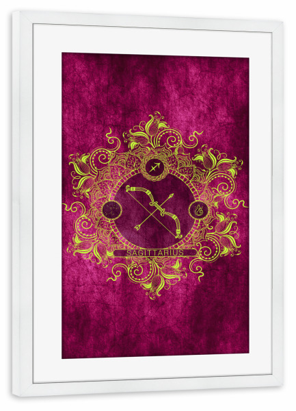 Poster mit Rahmen weiß "Tierkreis - Zitrone - Schütze" artboxONE - Natur,Floral,Abstrakt