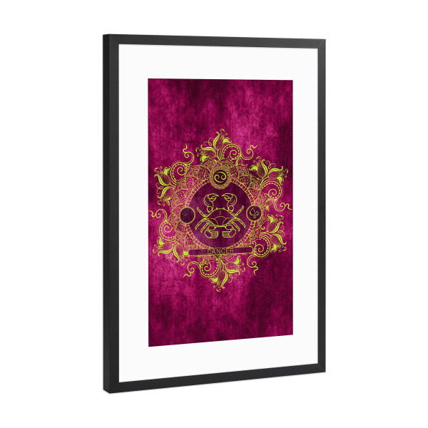 Poster mit Rahmen Schwarz (Metallic) "Tierkreis - Zitrone - Krebs" artboxONE - Natur,Floral,Abstrakt