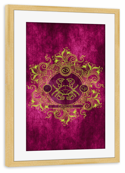 Poster mit Rahmen kiefer "Tierkreis - Zitrone - Krebs" artboxONE - Natur,Floral,Abstrakt