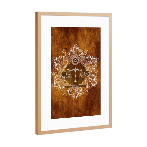 Poster mit Rahmen Kupfer "Tierkreis - Mandarine - Waage" artboxONE - Natur,Floral,Abstrakt