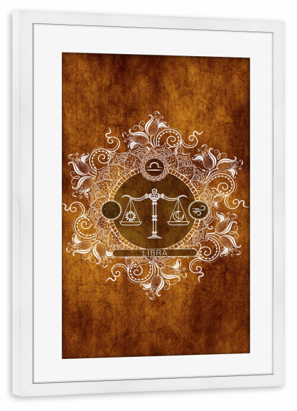 Poster mit Rahmen weiß "Tierkreis - Mandarine - Waage" artboxONE - Natur,Floral,Abstrakt