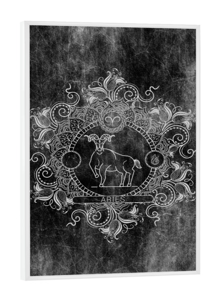 Poster mit weißem Rahmen "Sternzeichen - Kohle - Widder" artboxONE - Natur,Floral,Abstrakt