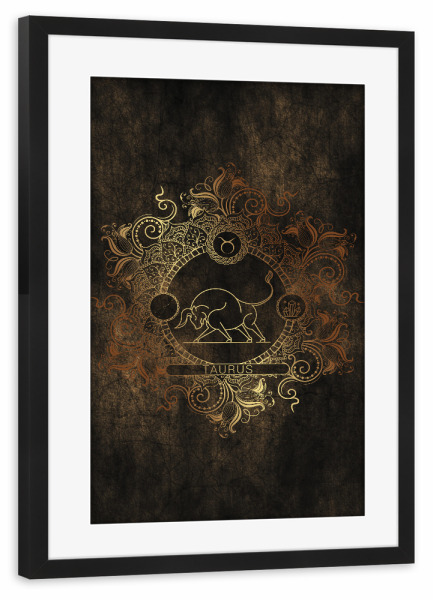 Poster mit Rahmen schwarz "Tierkreis - Kupfer - Stier" artboxONE - Natur,Floral,Abstrakt