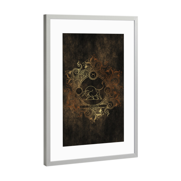 Poster mit Rahmen Silber "Tierkreis - Kupfer - Stier" artboxONE - Natur,Floral,Abstrakt