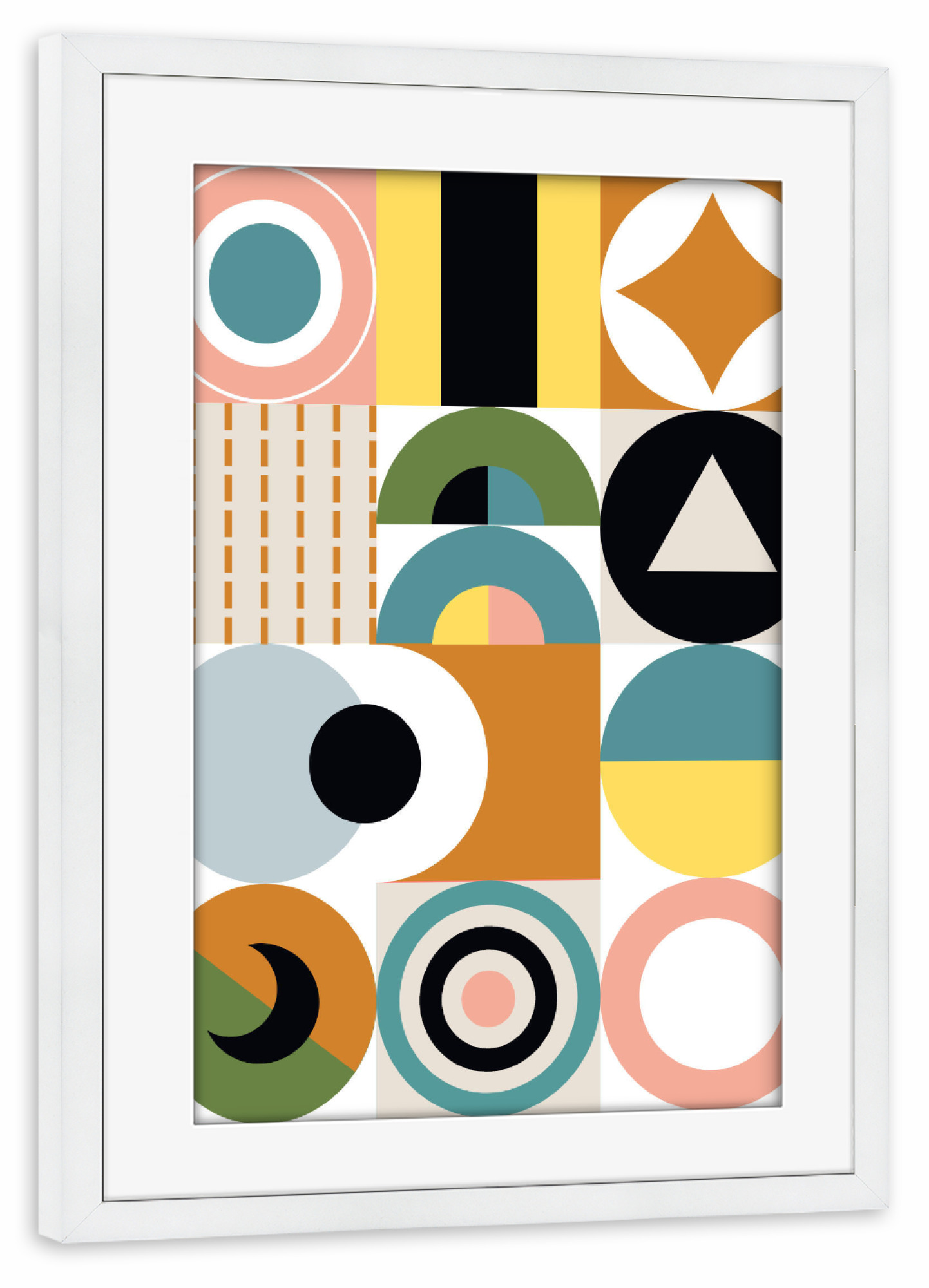 Poster mit Rahmen weiß "Mescolanza L" artboxONE - Abstrakt,Geometrie