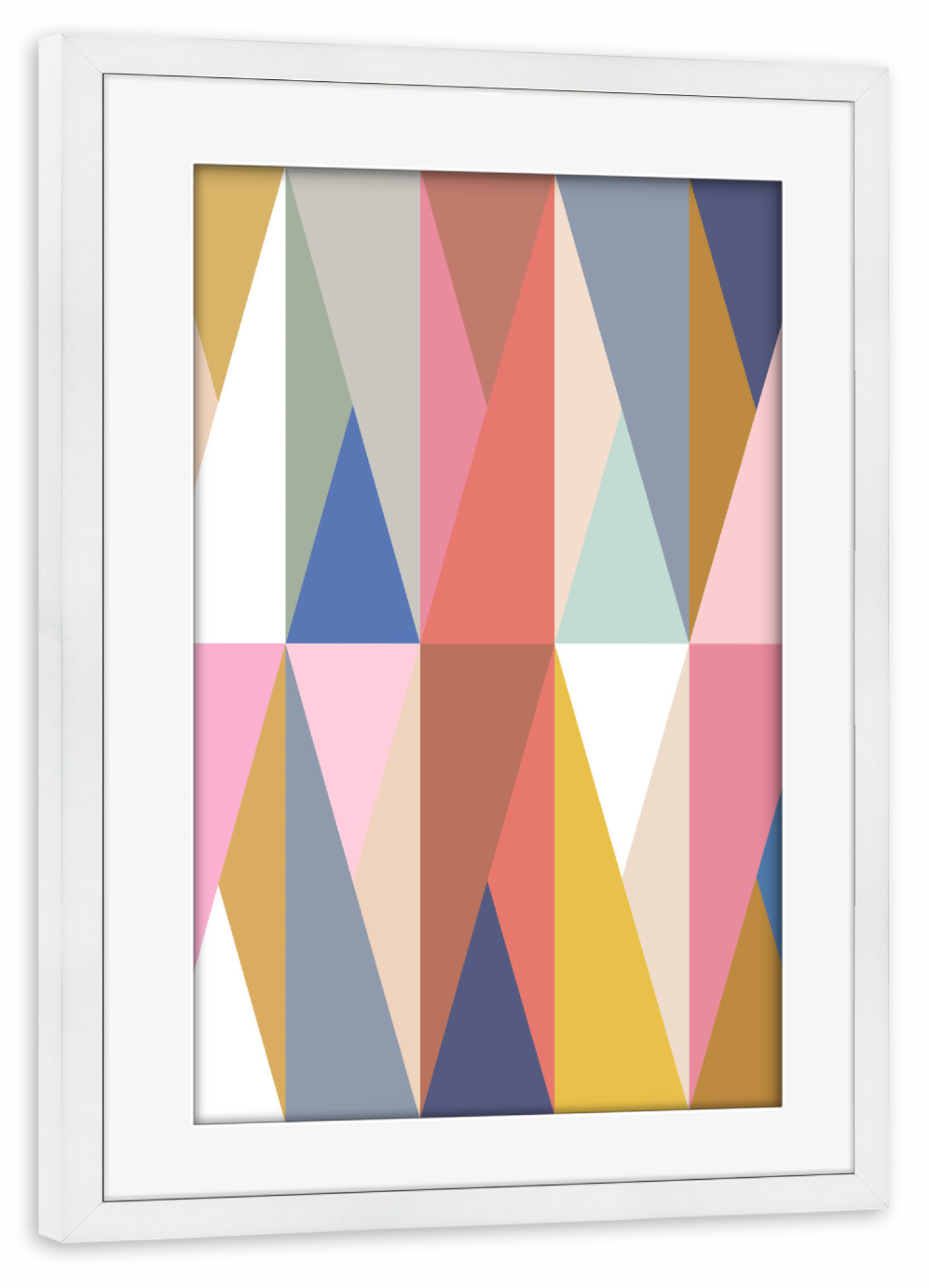 Poster mit Rahmen weiß "Mescolanza E" artboxONE - Abstrakt,Geometrie - Regenbogen,Kinder,Retro,Jahrgang,Geometrisch,Geometrisch,Geometrie,Geometriske
