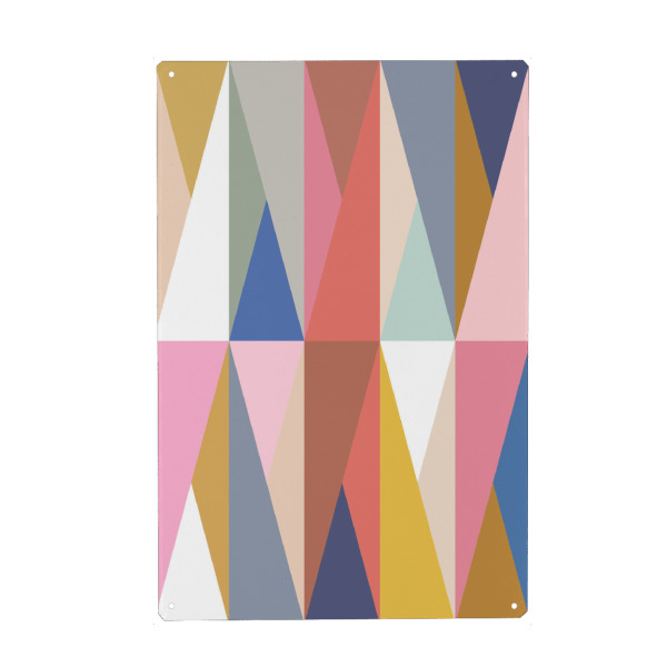 Metall Poster "Mescolanza E" artboxONE - Abstrakt,Geometrie - Regenbogen,Kinder,Retro,Jahrgang,Geometrisch,Geometrisch,Geometrie,Geometriske