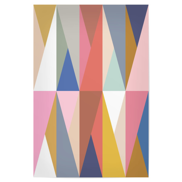 Poster 30x20 cm "Mescolanza E" artboxONE - Abstrakt,Geometrie - Regenbogen,Kinder,Retro,Jahrgang,Geometrisch,Geometrisch,Geometrie,Geometriske