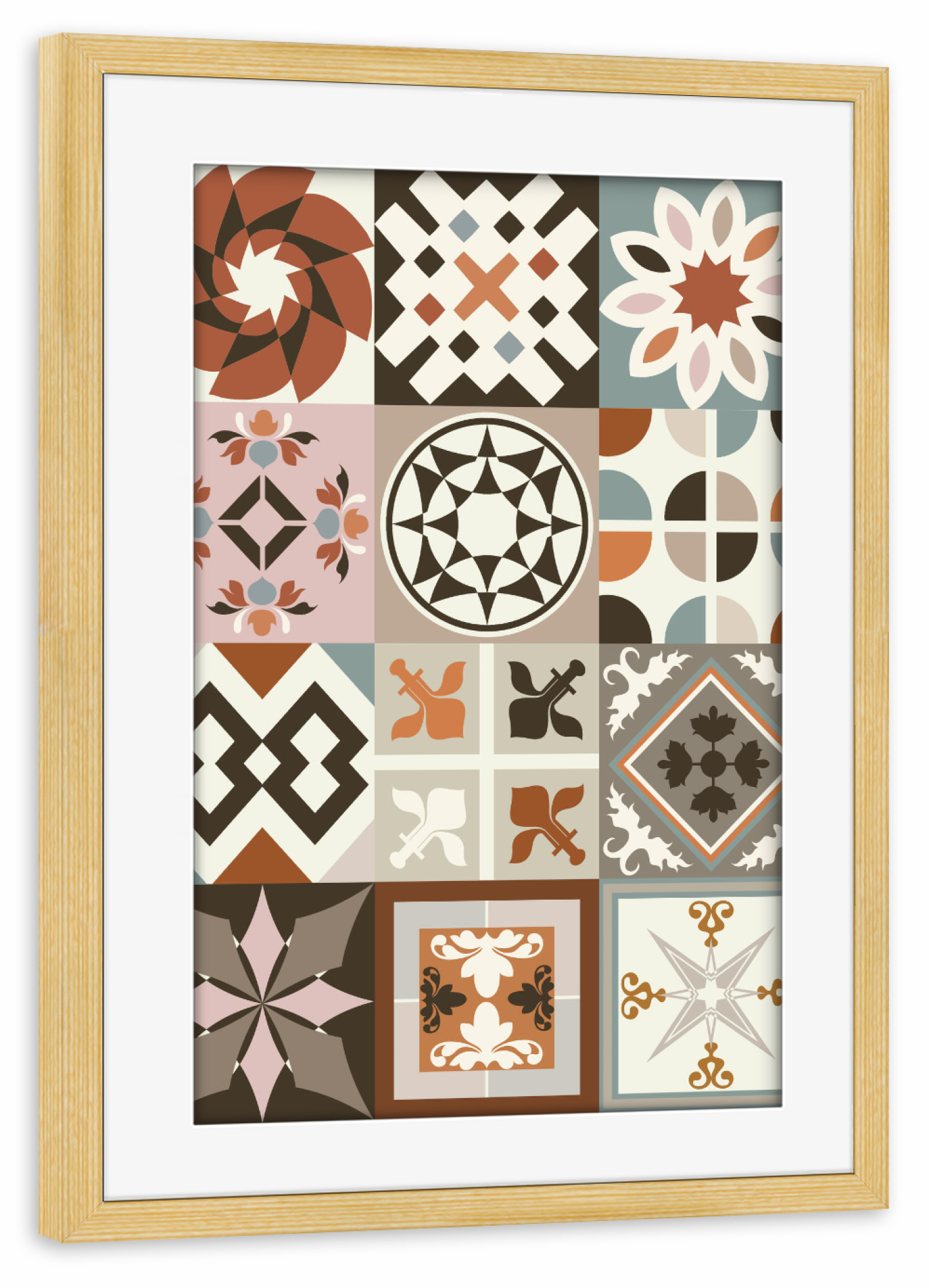 Poster mit Rahmen kiefer "Mescolanza D" artboxONE - Abstrakt,Geometrie - Geometrisch,Geometrie,Geometrisch,Flach,Kreis