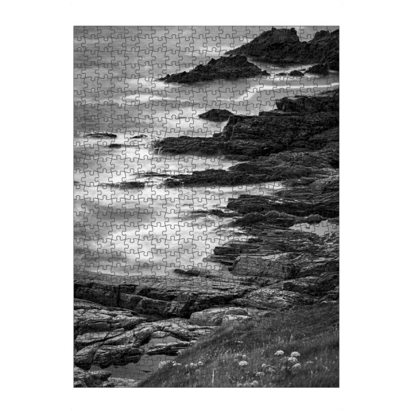 Puzzle Ravensburger "Irische Küste" artboxONE - Natur,Schwarzweiß - Küste,Riff,Kliff,Meer,Ozean,Wellen,Irland,Felsenküste,Strand,Atlantik