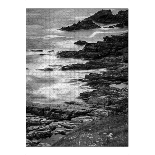 Puzzle Ravensburger "Irische Küste" artboxONE - Natur,Schwarzweiß - Küste,Riff,Kliff,Meer,Ozean,Wellen,Irland,Felsenküste,Strand,Atlantik
