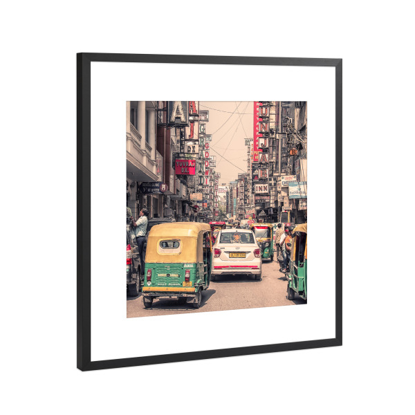 Poster mit Rahmen Schwarz (Metallic) "Alte Delhi-Straße" artboxONE - Städte,Reise,Architektur,Reise / Asien,Reise / Länder