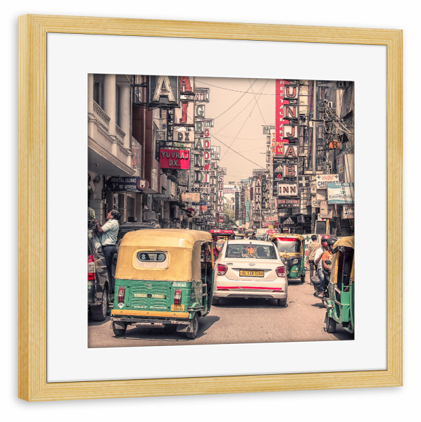 Poster mit Rahmen kiefer "Alte Delhi-Straße" artboxONE - Städte,Reise,Architektur,Reise / Asien,Reise / Länder