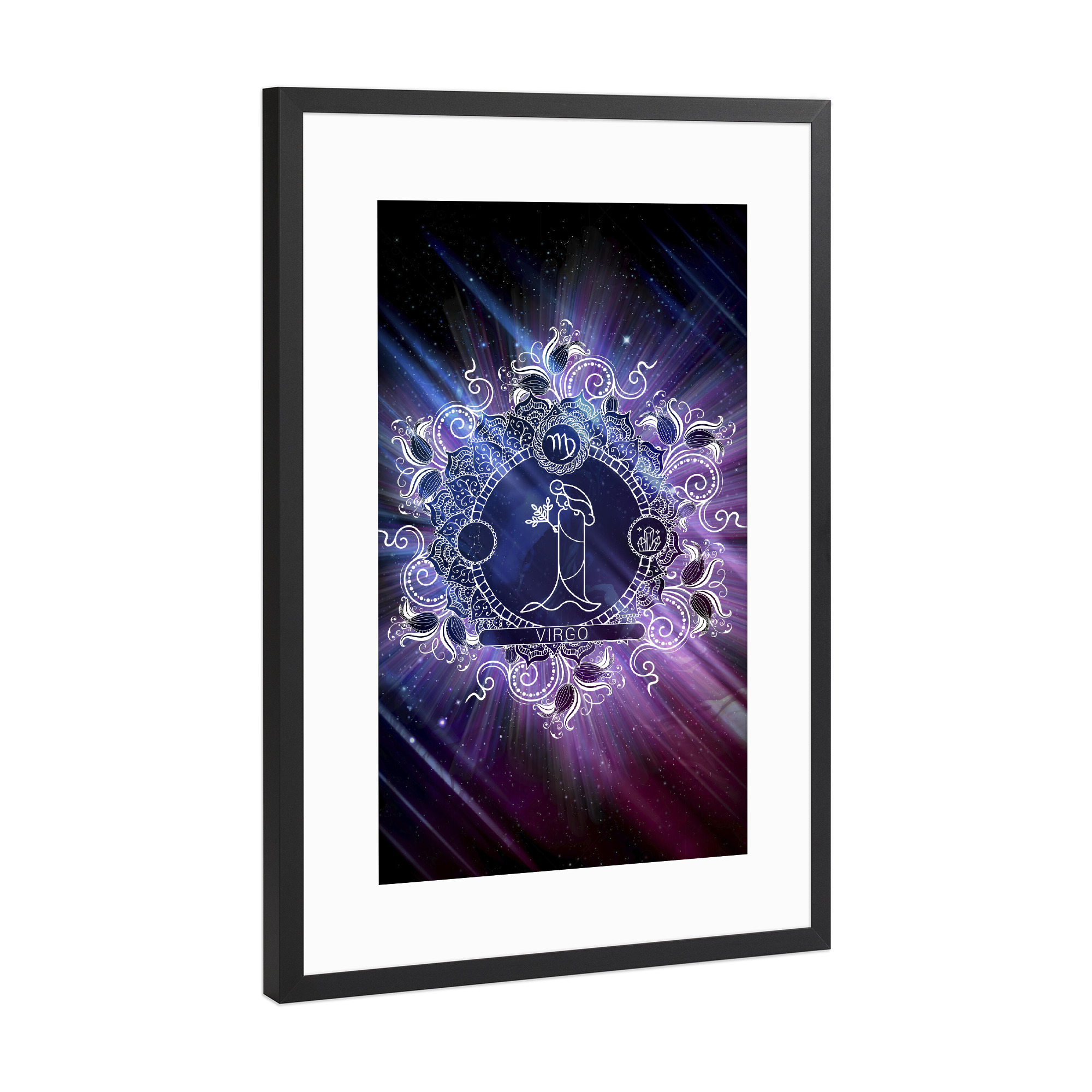 Poster mit Rahmen Schwarz (Metallic) "Sternzeichen - Jungfrau" artboxONE - Natur,Floral,Abstrakt,Galaxy