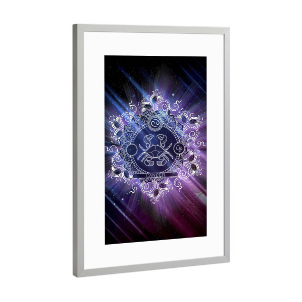 Poster mit Rahmen Silber "Tierkreis - Universum - Krebs" artboxONE - Natur,Floral,Abstrakt,Galaxy