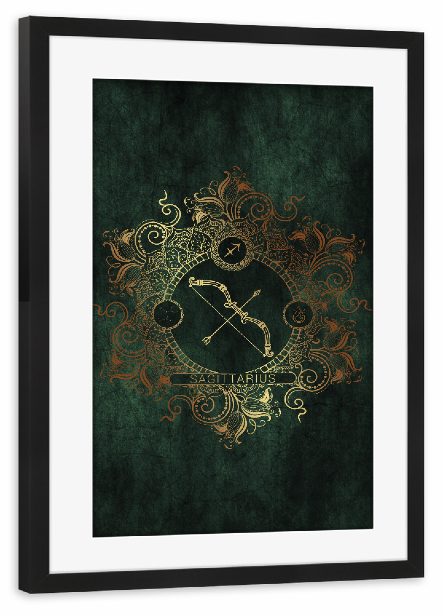 Poster mit Rahmen schwarz "Tierkreis - Keltisch - Schütze" artboxONE - Natur,Floral,Abstrakt