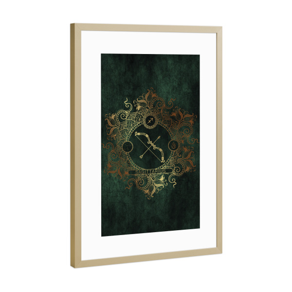 Poster mit Rahmen Gold "Tierkreis - Keltisch - Schütze" artboxONE - Natur,Floral,Abstrakt
