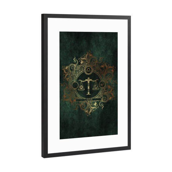 Poster mit Rahmen Schwarz (Metallic) "Tierkreis - Keltisch - Waage" artboxONE - Natur,Floral,Abstrakt