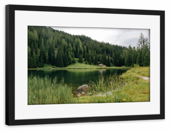 Poster mit Rahmen schwarz "Schwarzsee bei Davos" artboxONE - Natur,Reise,Reise / Länder