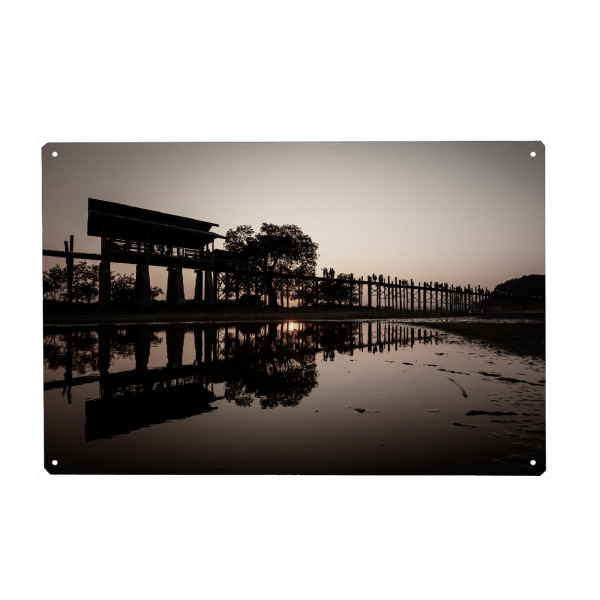 Holzbild "Myanmar U Bein Brücke" artboxONE - Architektur