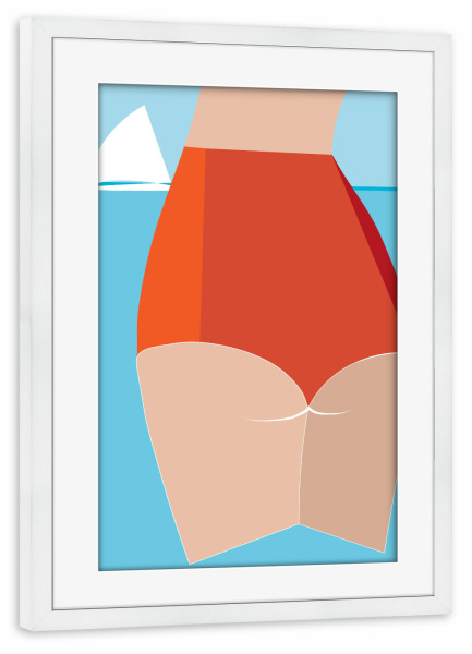 Poster mit Rahmen weiß "Urlaubsglück am Meer" artboxONE - Abstrakt,Menschen,Reise / Strand und Meer