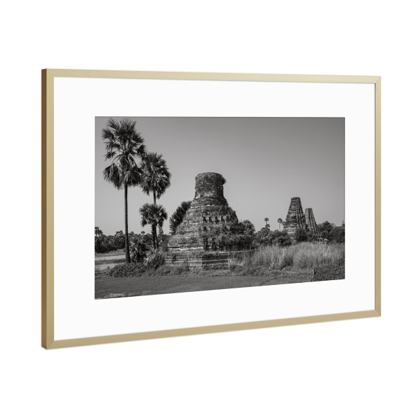 Poster mit Rahmen Gold "Die Tempel von Ava" artboxONE - Schwarzweiß,Architektur