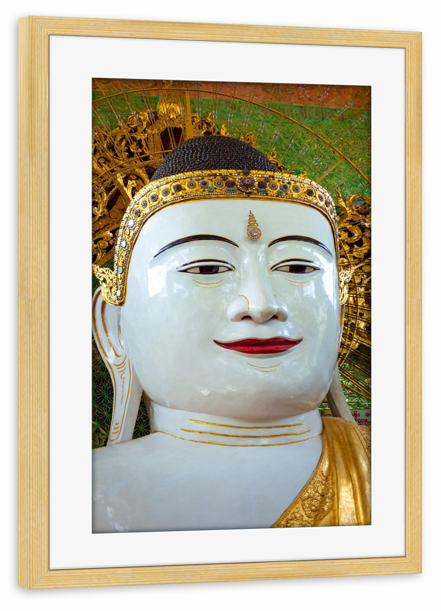 Poster mit Rahmen kiefer "Umin Thonze Buddha Statue" artboxONE - Architektur