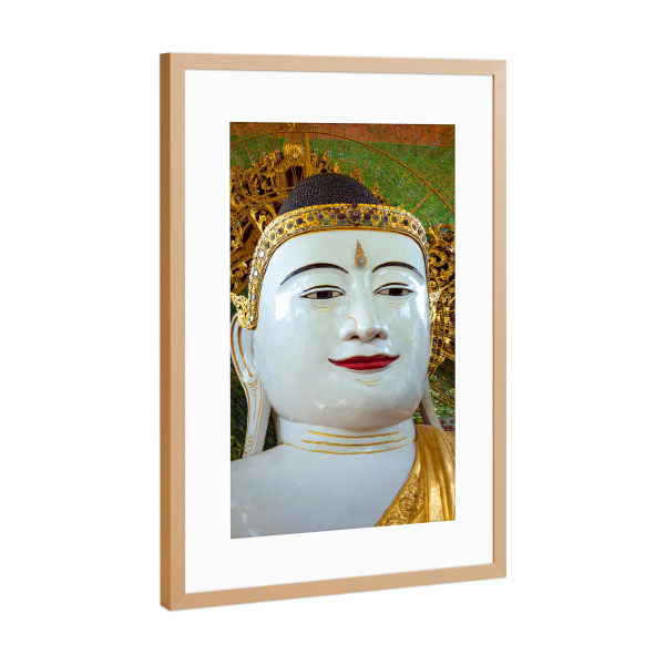 Poster mit Rahmen Kupfer "Umin Thonze Buddha Statue" artboxONE - Architektur