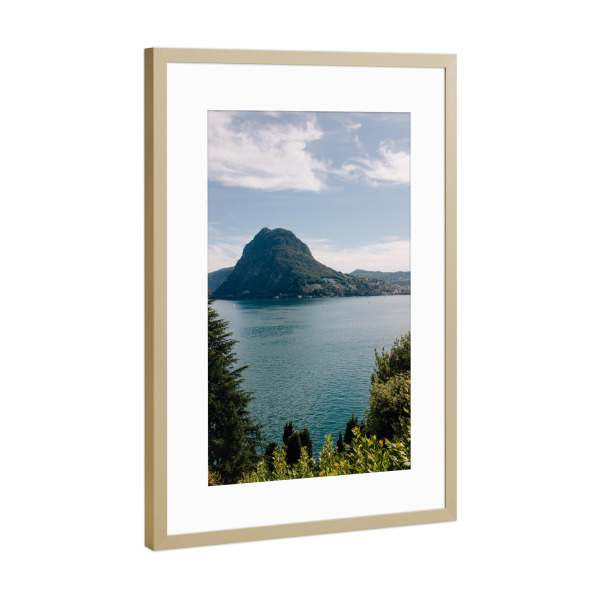 Poster mit Rahmen Gold "Blick auf San Salvatore" artboxONE - Natur,Reise
