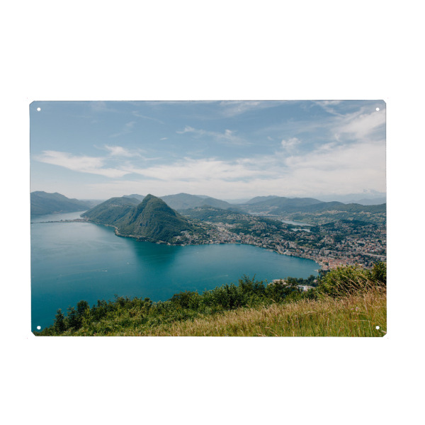 Metall Poster "Bergpanorama am Luganer See" artboxONE - Natur,Reise