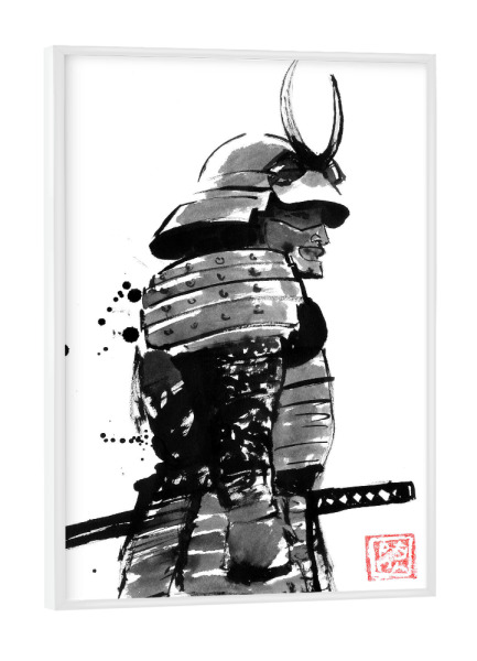 Poster mit weißem Rahmen "Samurai-Rüstung" artboxONE - Menschen,Reise / Asien,Männer - Rüstung,Samurai,Krieger,Sumie,Japan