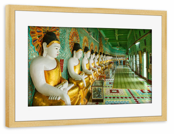 Poster mit Rahmen kiefer "Umin Thonze Pagode Myanmar" artboxONE - Architektur