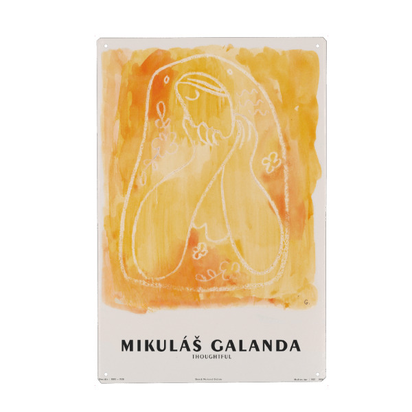 Holzbild "Galanda - Thoughtful" artboxONE - Abstrakt,Menschen - Porträt,Portrait,Abstrakt,Modern,Linien,Kunstdruck,Gesicht,Schönheit,Körper,Gemälde