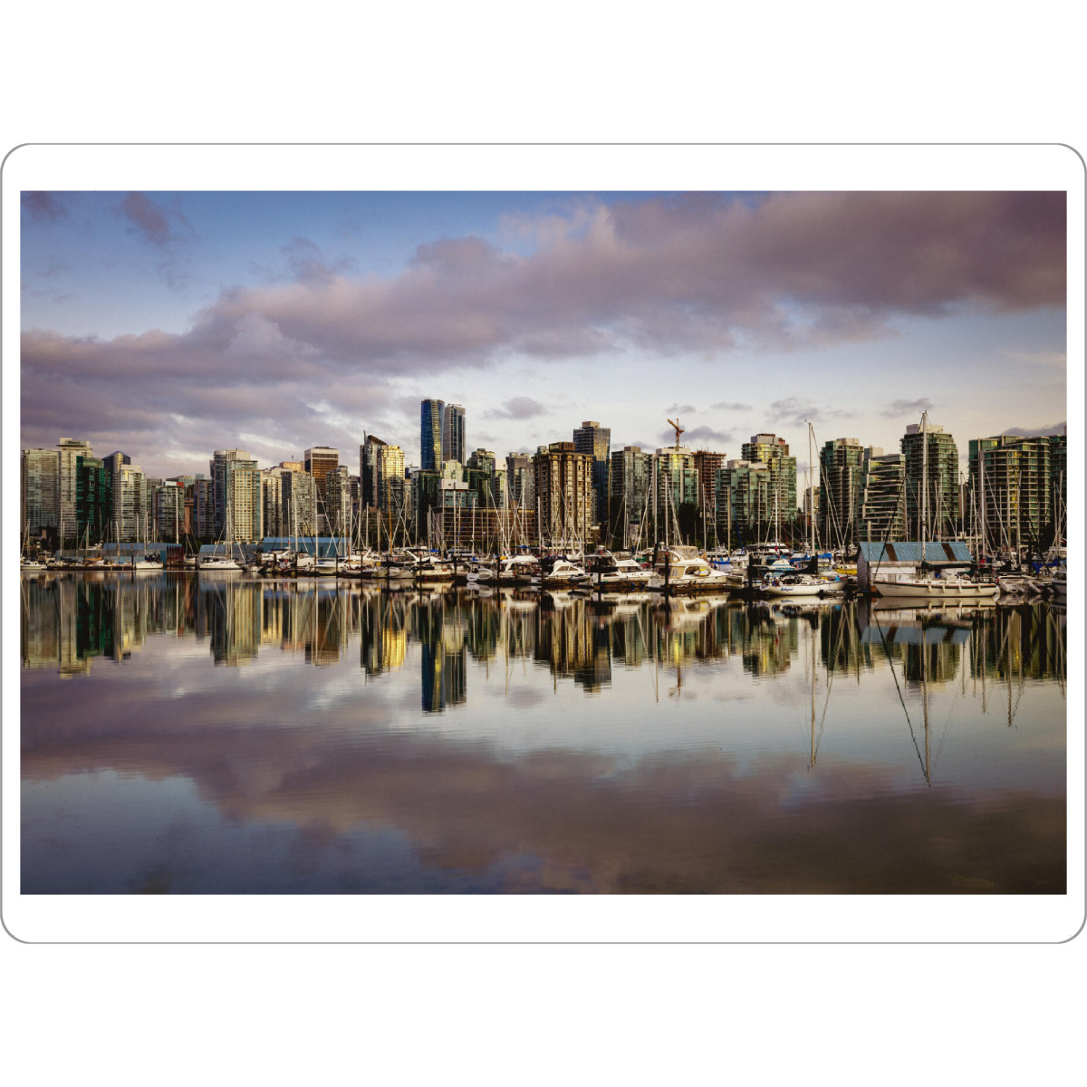 Tischset "Skyline von Vancouver in Kanada" artboxONE - Architektur - Vancouver,Kanada,Skyline,Stadt,Hafen,Spiegelung,Abend,Nacht,Hochhaus
